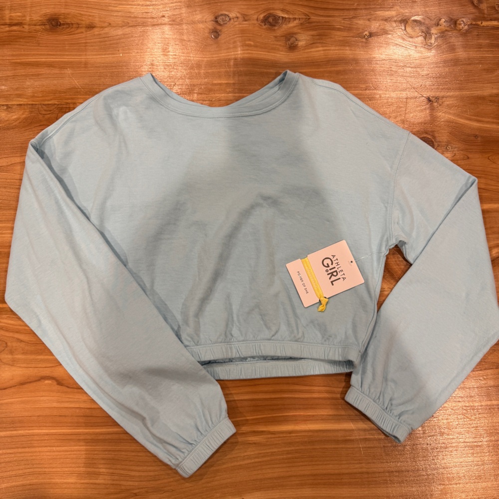 Athleta Light Blue Sundown Cropped Sweatshirt